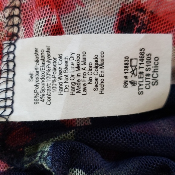 Mikey & Joey NWT Short Sleeve Floral Mesh Bodysuit, Small - Picture 3 of 7